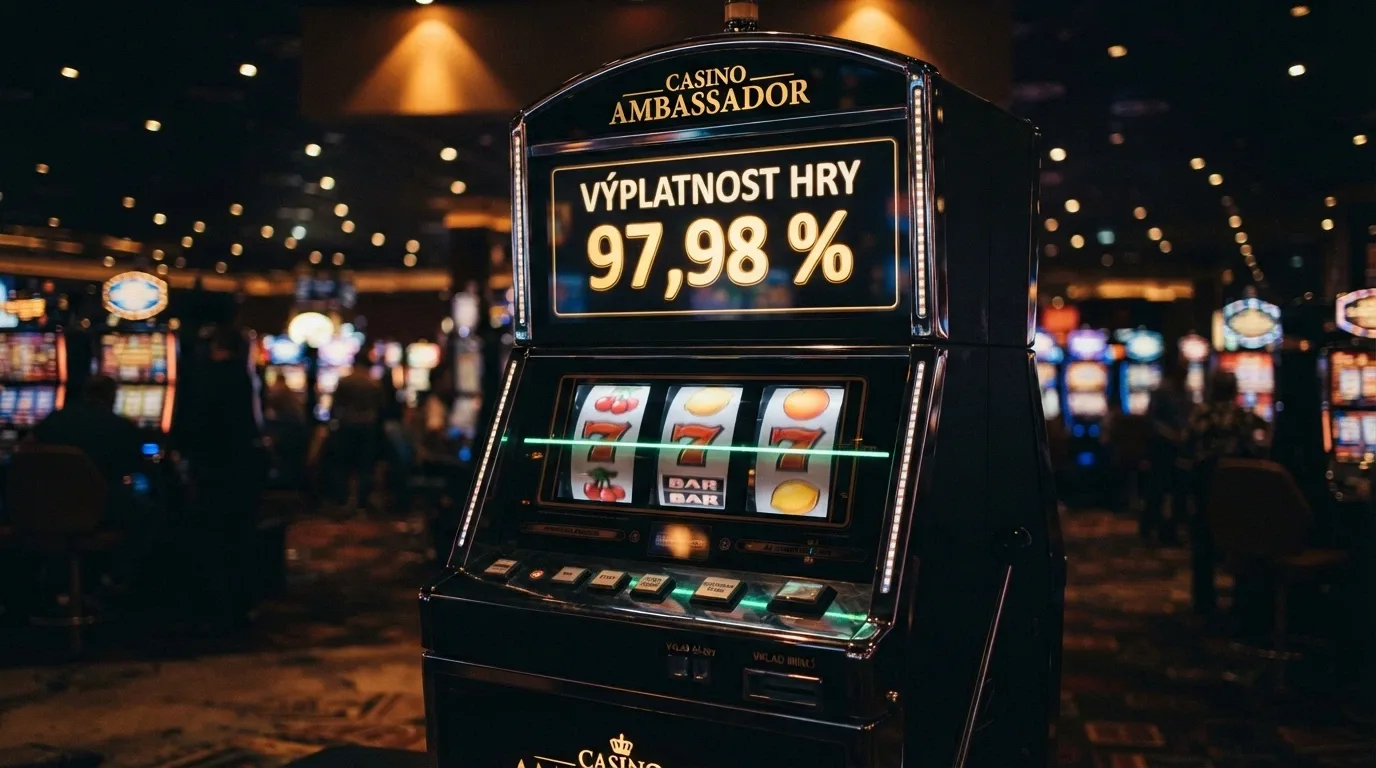 Herní automat Firebird 81 s 81 výherními liniemi, na displeji svítí hodnota RTP 97,98 %