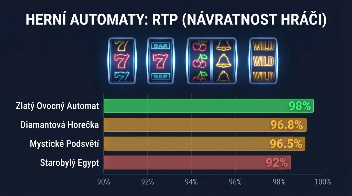 Koláž pěti nejpopulárnějších bitcoinových automatů s vyznačenými hodnotami RTP — Gates of Olympus (96,50 %), Book of Dead (96,8 %), Blood Suckers (98 %), Respin Joker (98 %)