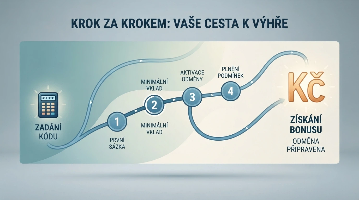 Grafické znázornění cesty bezvkladového bonusu od zadání kódu po výběr výhry
