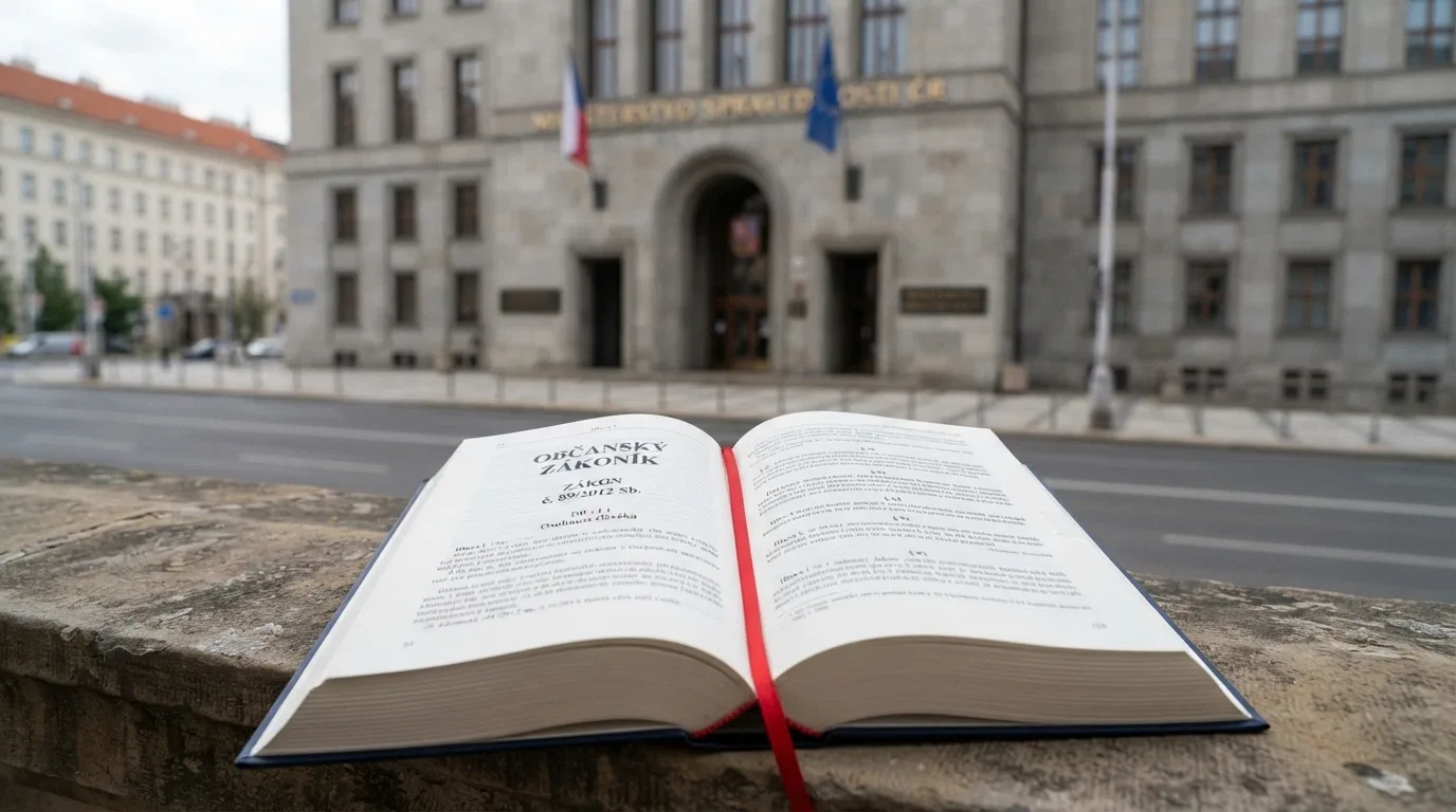 Budova Ministerstva financí ČR v pozadí, v popředí otevřená stránka zákona č. 186/2016 Sb. s paragrafy o online hazardu