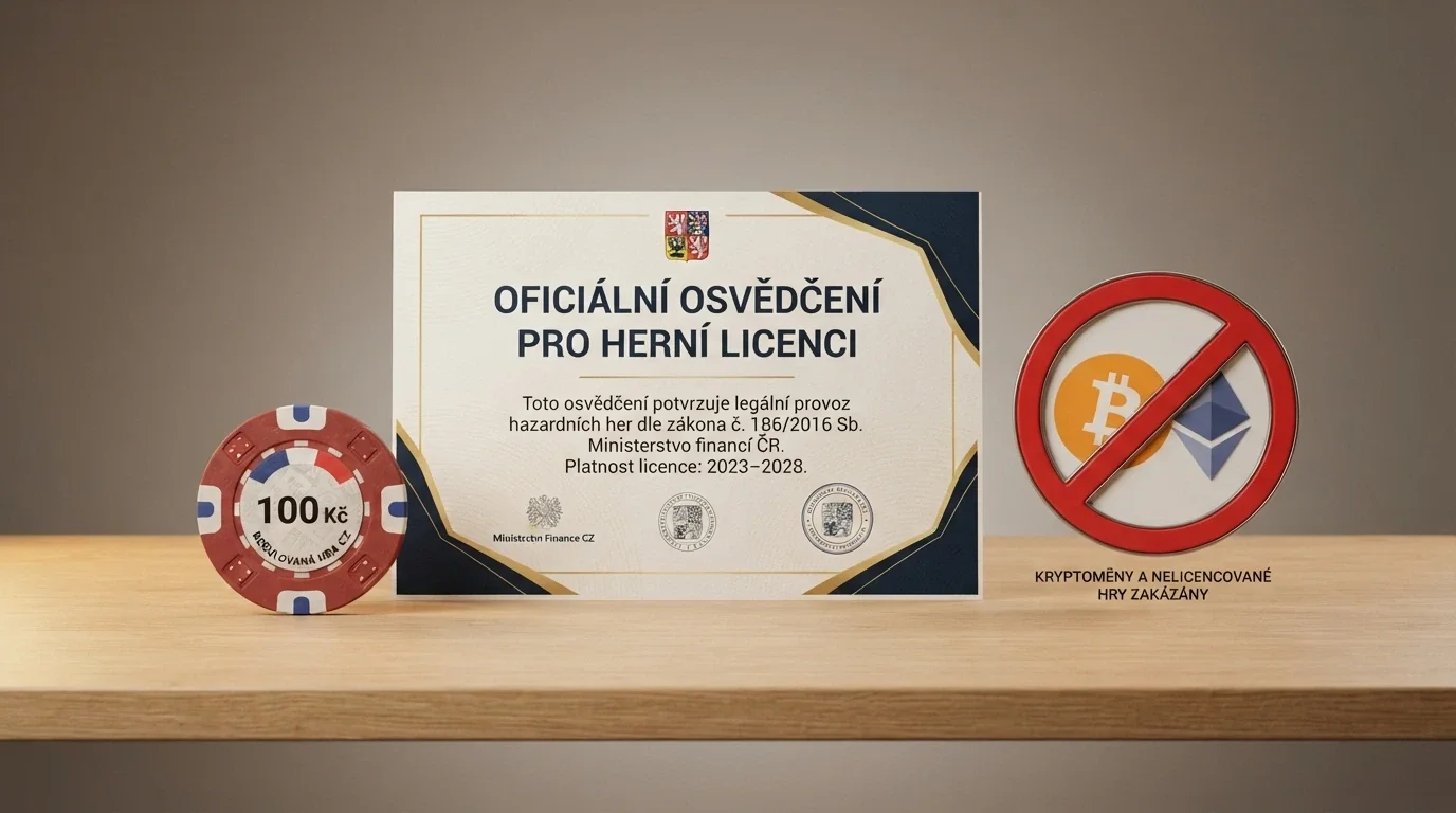 Úřední dokument s razítkem Ministerstva financí České republiky vedle loga Bitcoinu a varovného symbolu zákazu