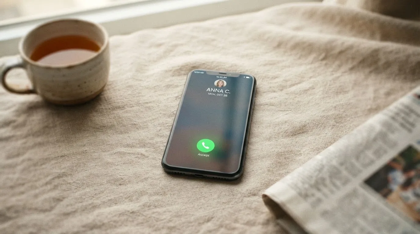 Telefon s vytočeným číslem linky pomoci 777 477 877 na obrazovce
