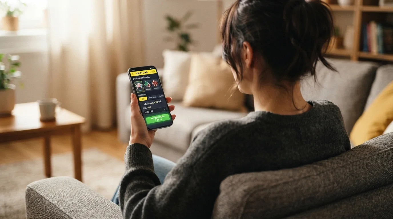 Mobilní telefon s otevřenou kasinovou aplikací a polem pro vklad 200 Kč