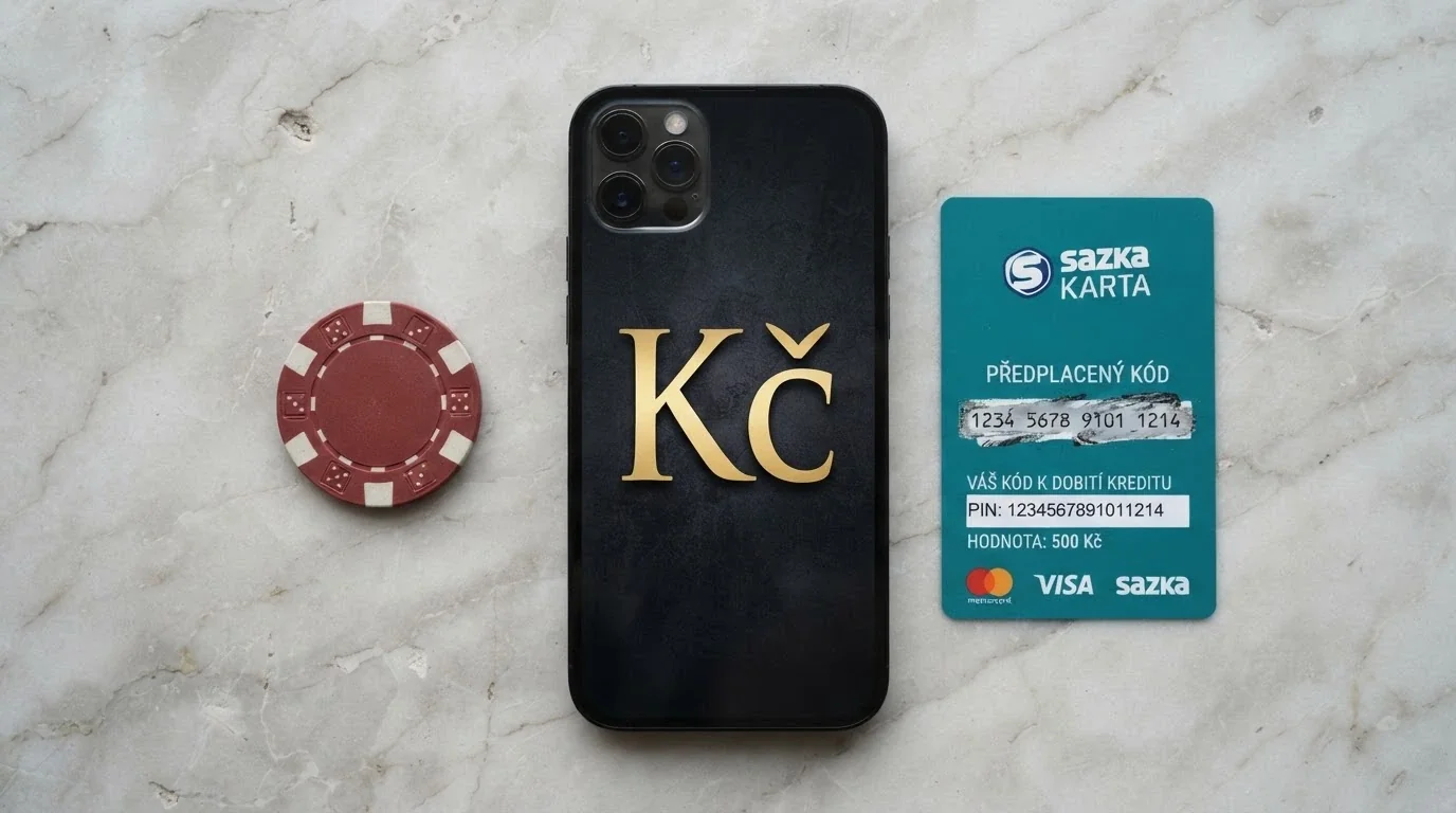 Koláž platebních metod — karta, telefon s aplikací banky, Paysafecard kupón, logo Skrill a PayPal