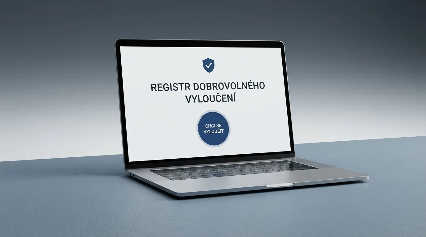 Obrazovka s rozhraním Rejstříku vyloučených osob a tlačítkem panic button