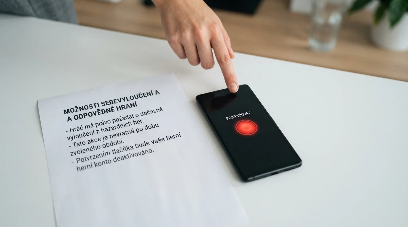 Ikona panic buttonu a úřední dokument s pravidly sebeomezujících opatření