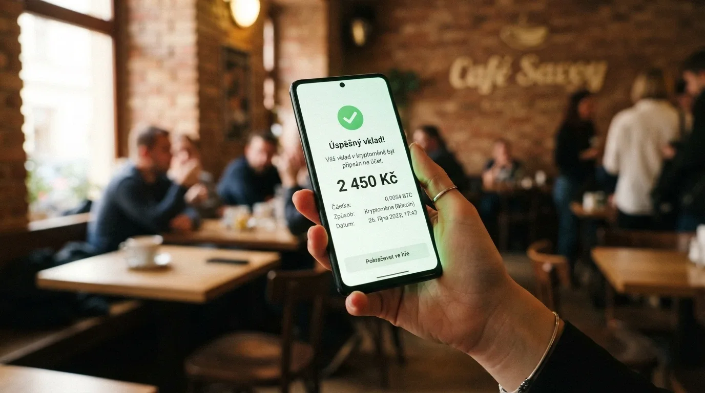 Mobilní telefon s otevřenou bitcoinovou peněženkou — potvrzovací obrazovka transakce do online casina