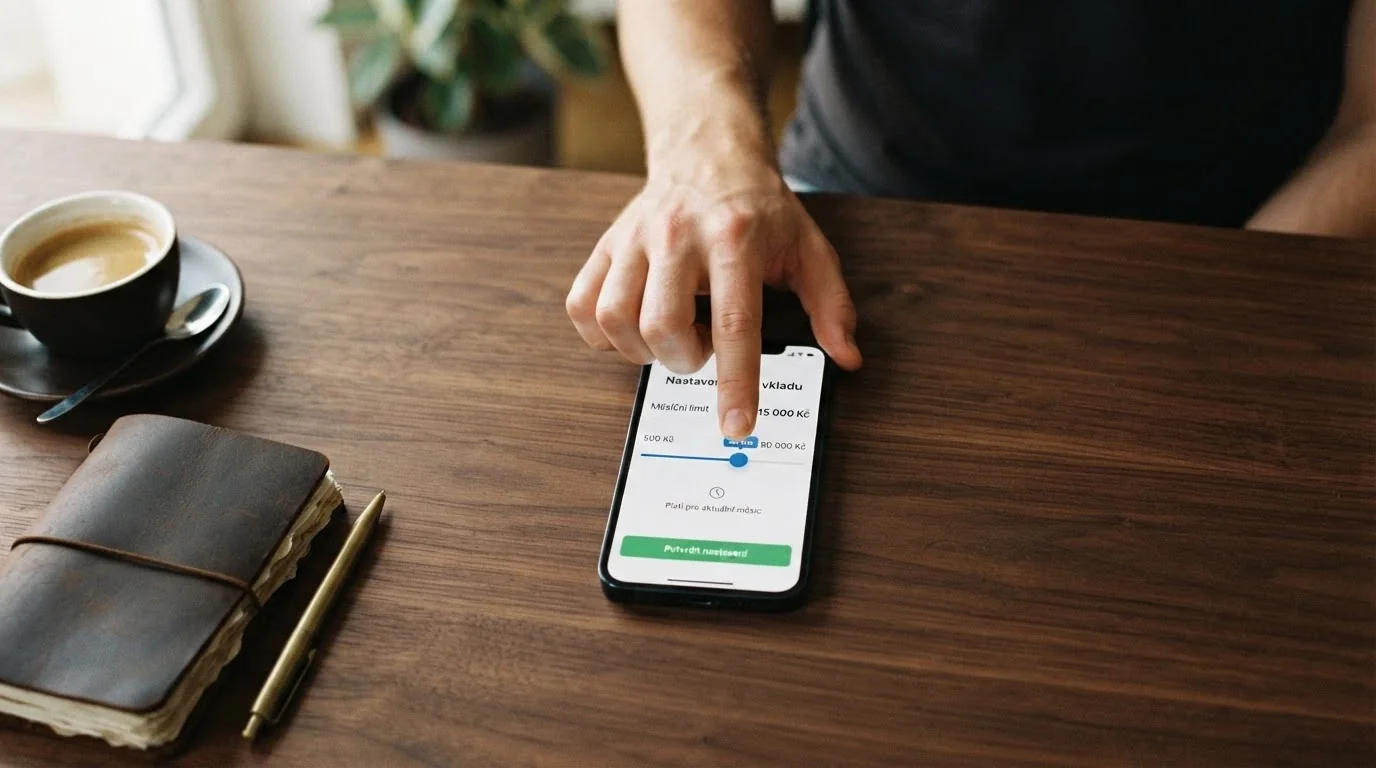 Nastavení limitu vkladu v uživatelském účtu online kasina — posuvník s částkou a obdobím