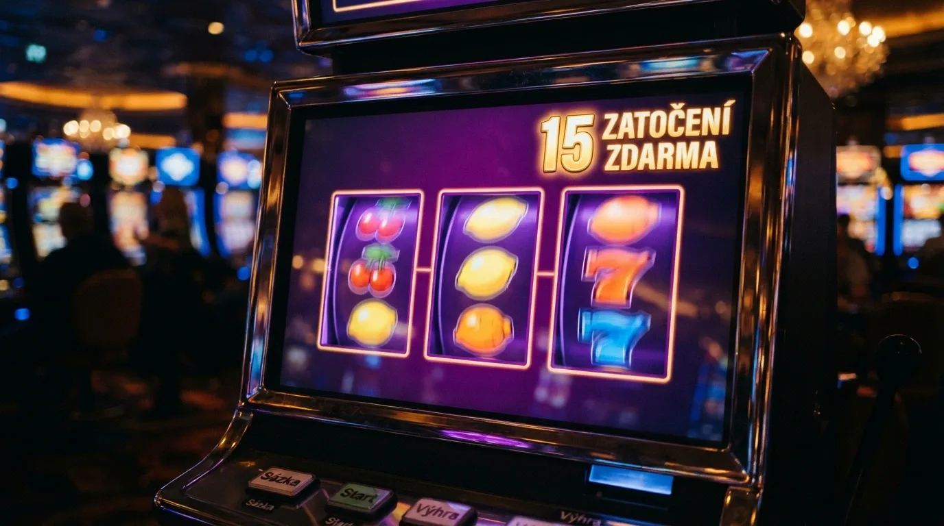 Výřez obrazovky online automatu s roztočenými válci a zvýrazněným počtem volných otoček