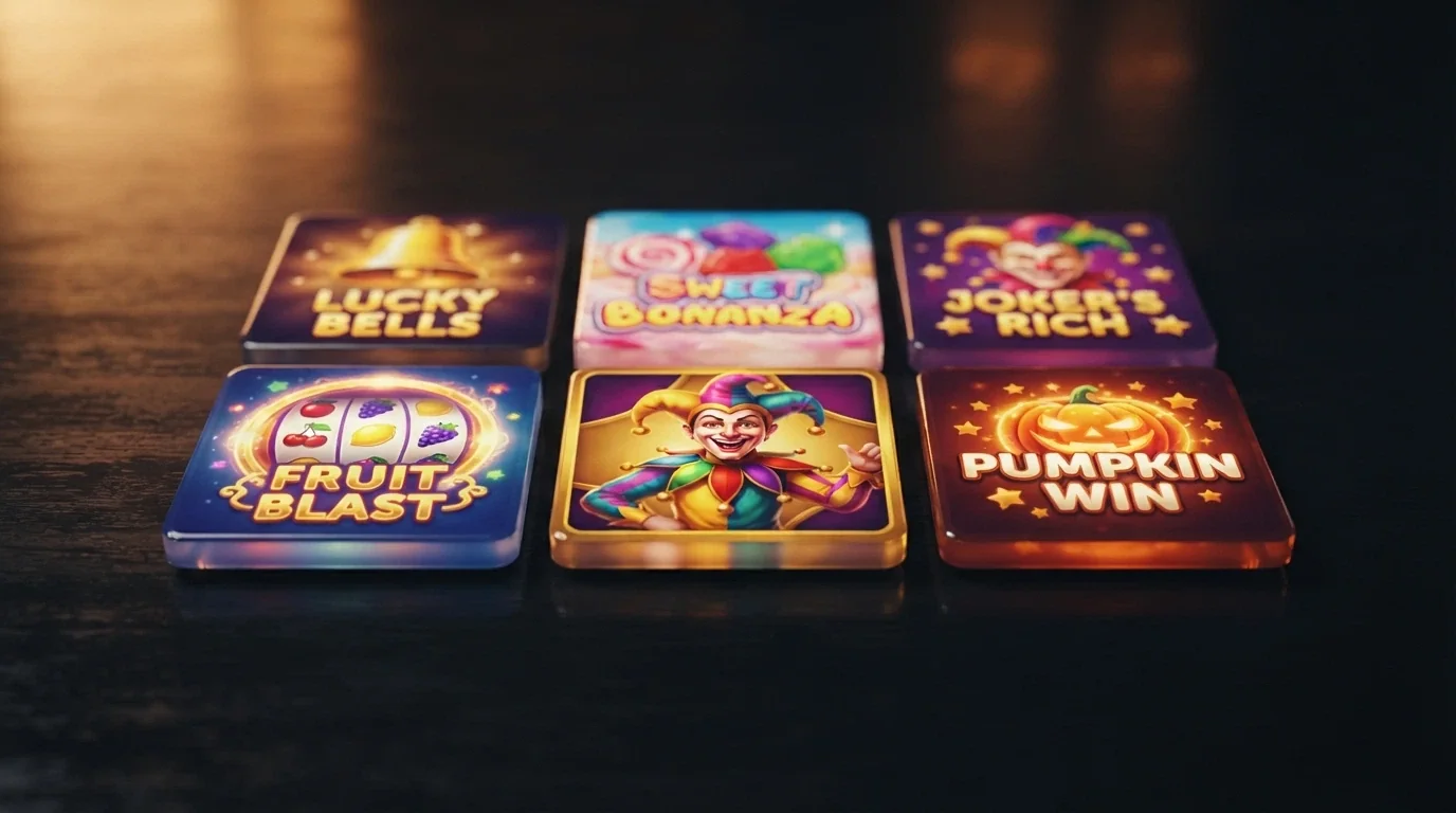 Dlaždice šesti online slotů s nejvyšším RTP — Halloween Fortune, Multi 5, Super Joker 40, Turbo Slots 81, Fruit Party, Respin Joker