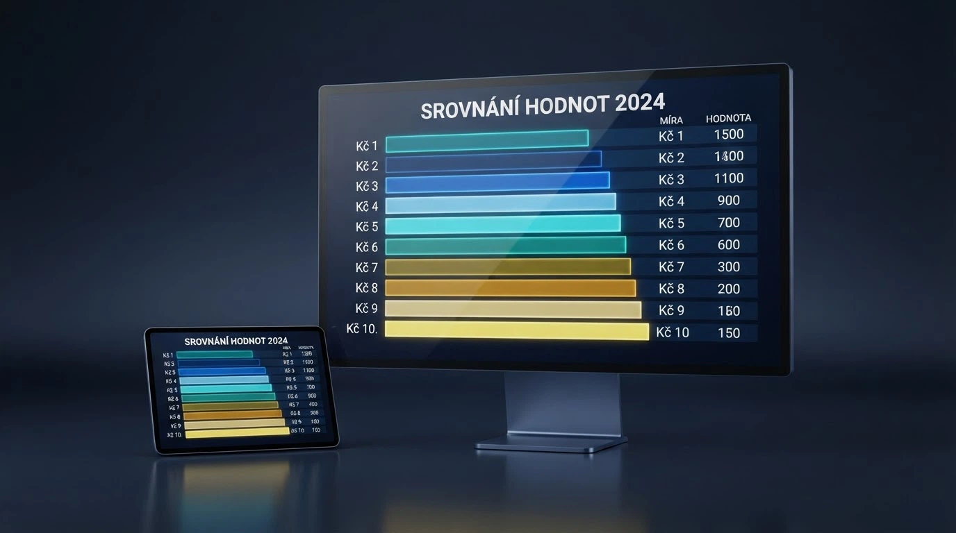 Srovnávací tabulka na obrazovce — v řádcích loga operátorů, ve sloupcích hodnoty bonusů zvýrazněné barevně