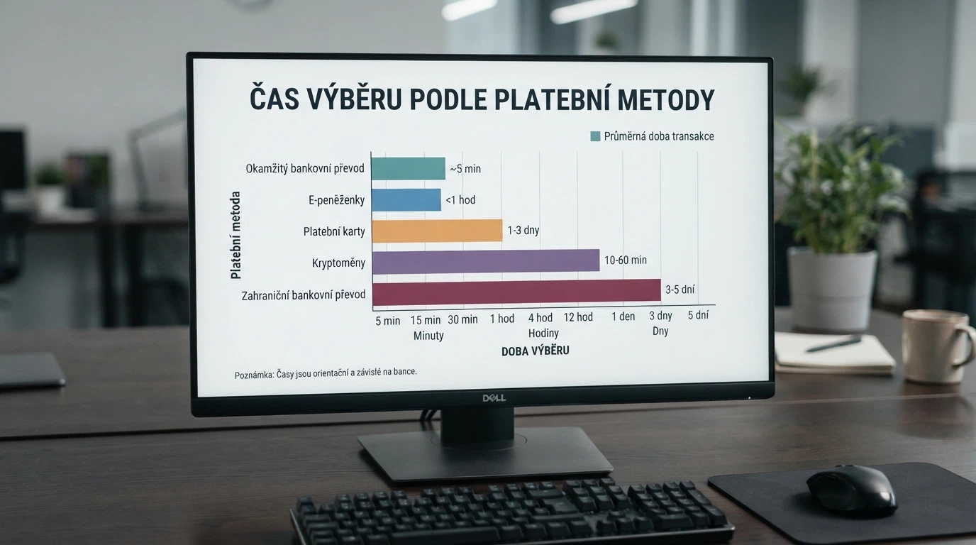 Přehled casin porovnaných podle rychlosti výplaty
