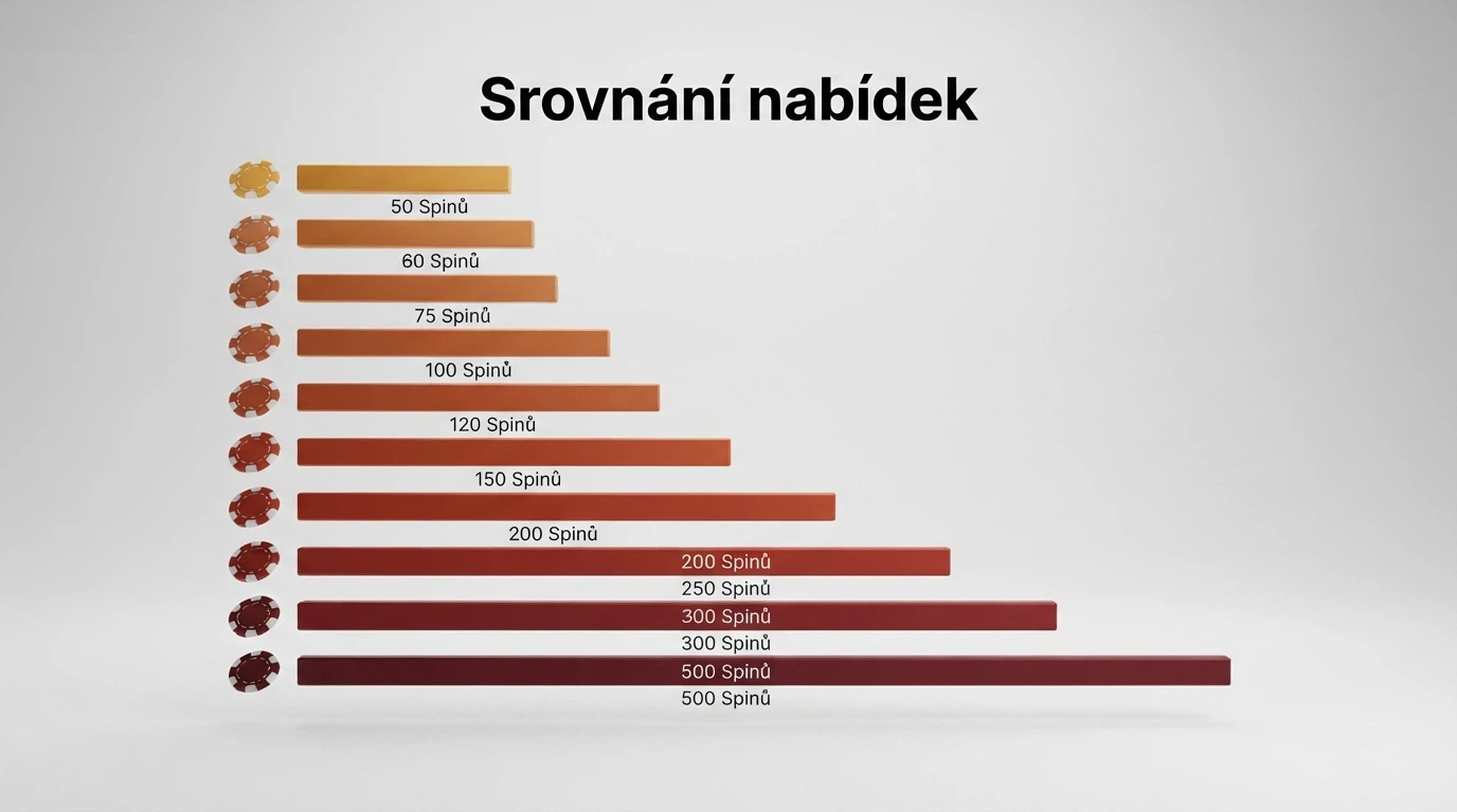 Přehledová tabulka s logy deseti českých licencovaných kasin a jejich nabídkami free spinů