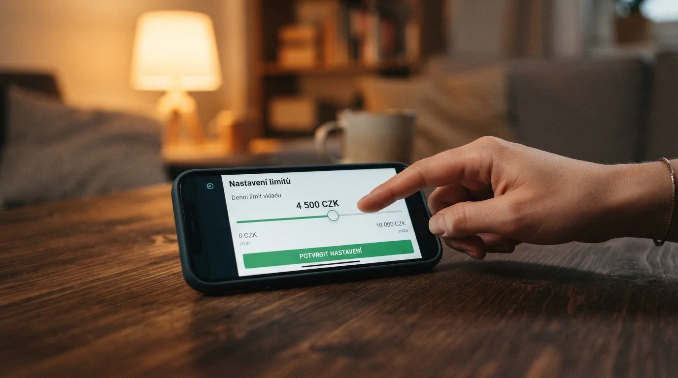 Ikony tří pilířů ochrany — nastavení limitu na displeji, symbol panic buttonu, úřední dokument RVO